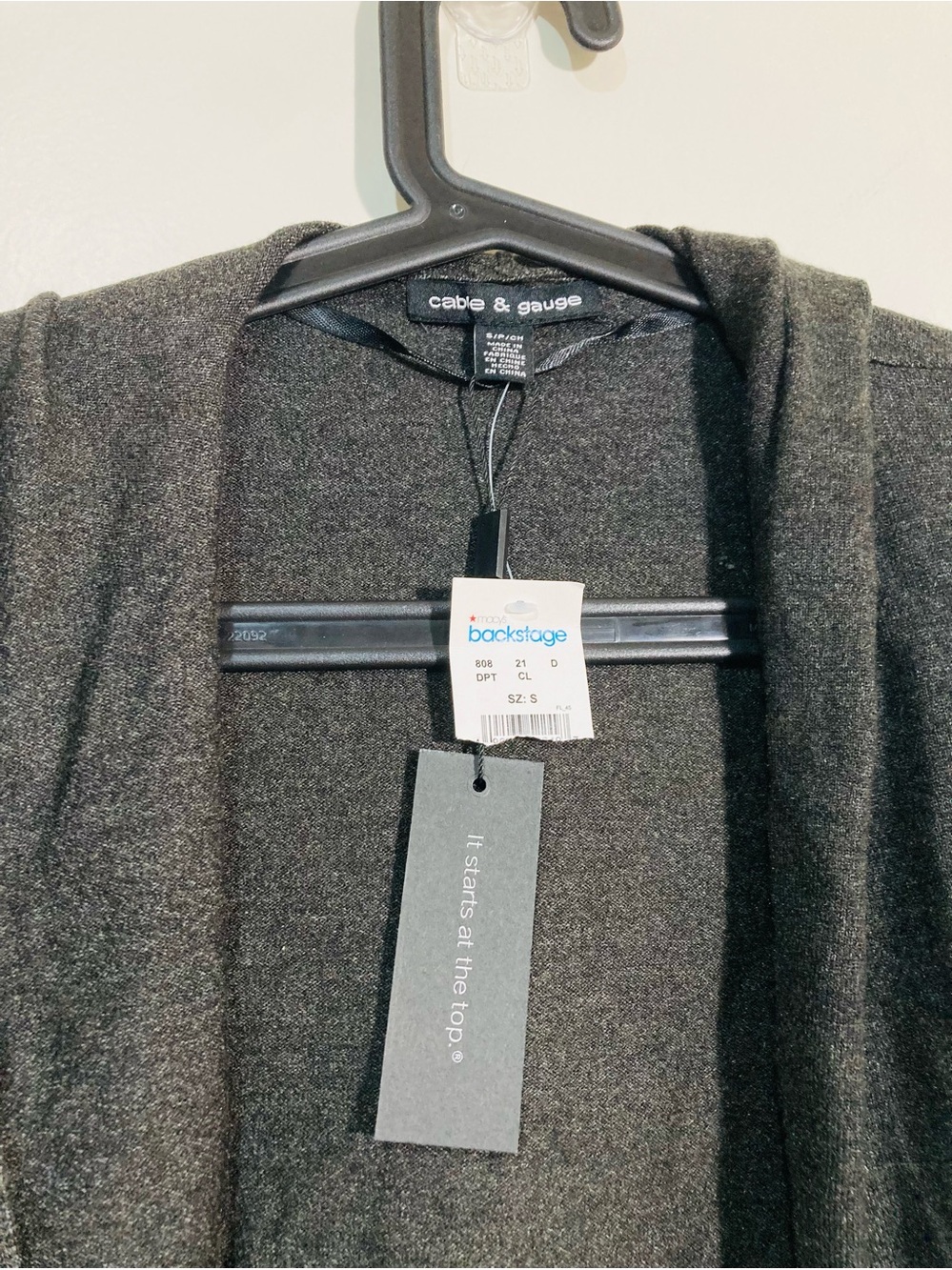 Cable & Gauge Charcoal Gray Open Front Hooded Cardigan Womens Small NWT - Picture 3 of 6